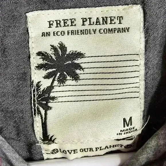 Free Planet Mens Short Sleeve Button Down Flamingos & Palm Trees Sz M - Picture 5 of 6